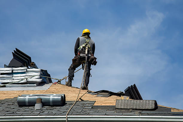 Professional Gutter Installation technician working in Brownville, NJ
